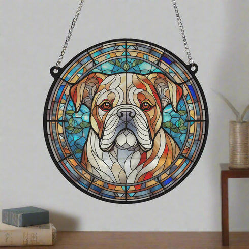 Bulldog Stained Glass Effect Suncatcher